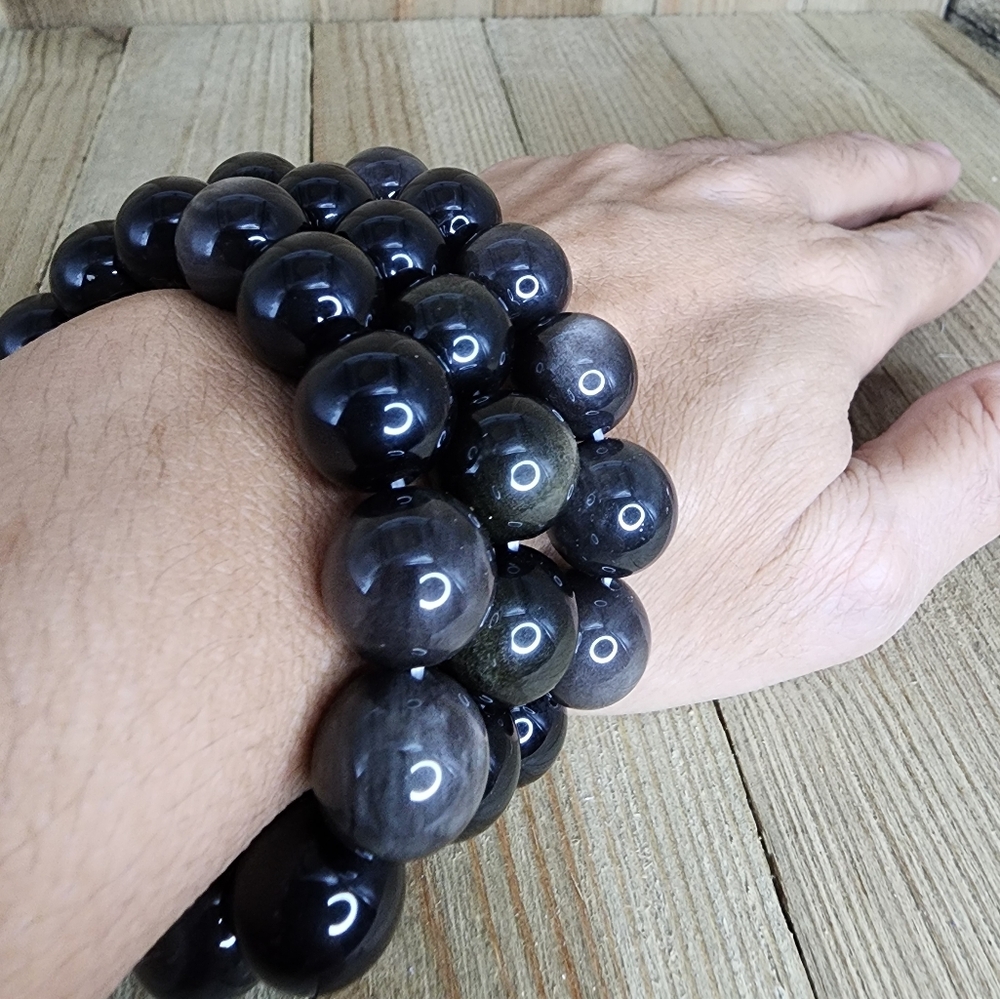 Silver Sheen Obsidian Bracelet